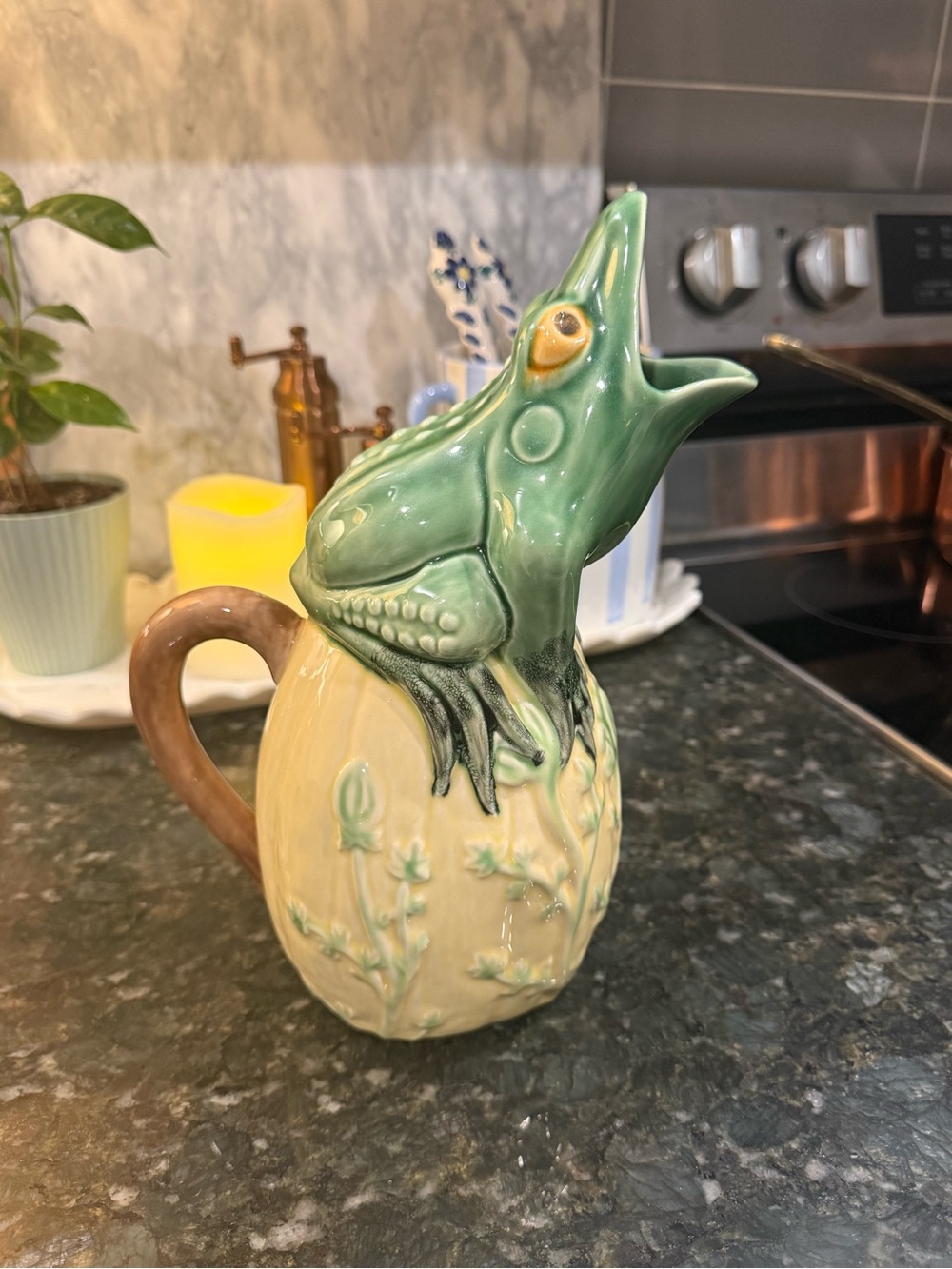 Vintage Bordallo Pinheiro pitcher for Sur La Table
